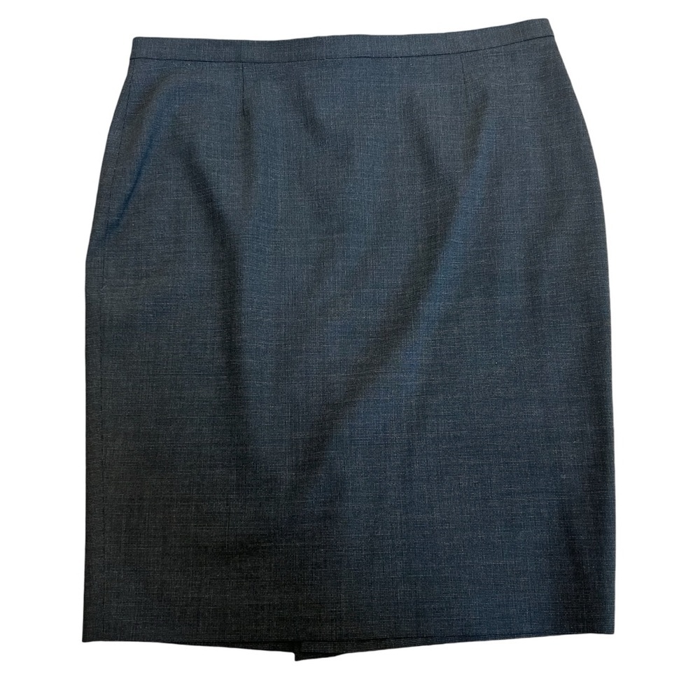 Elise Tahari dark Heathered navy blue back pleat detail pencil skirt Sz 8
